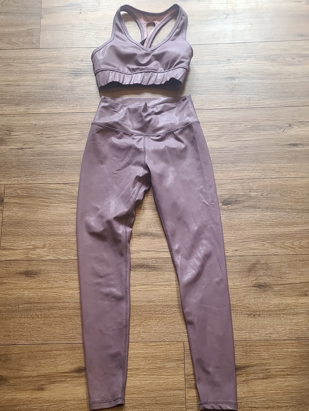 Jed North Metallic Mauve Purple Activewear Set XS Top /Sm Bottom